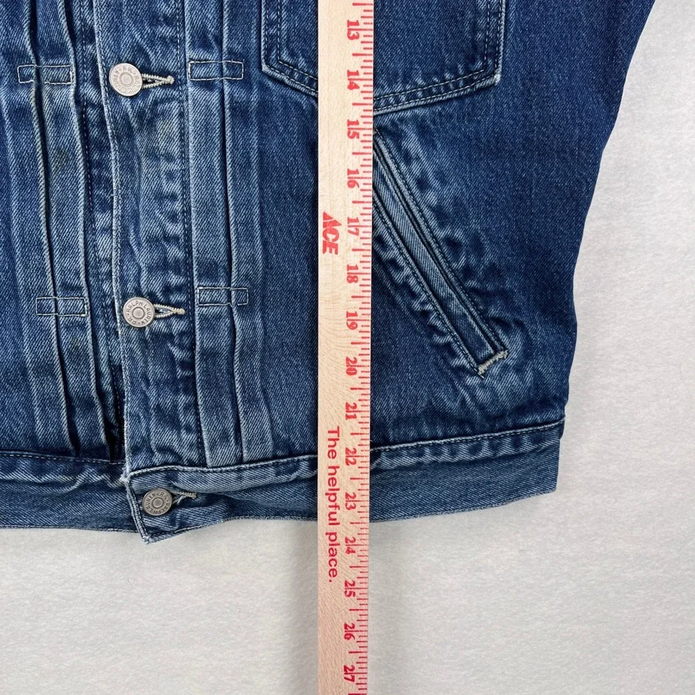 RRL Ralph Lauren Plaid Lined Denim Type 2 Trucker Jacket Mens M Blue Buckle Back